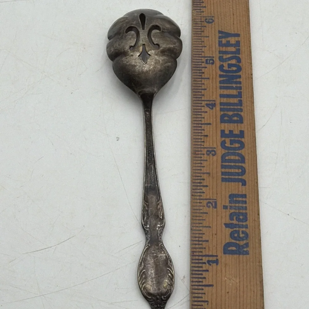 Rogers Bros Extra Plate Pierced Serving Spoon Silverplate Tomato Berry Spoon...
